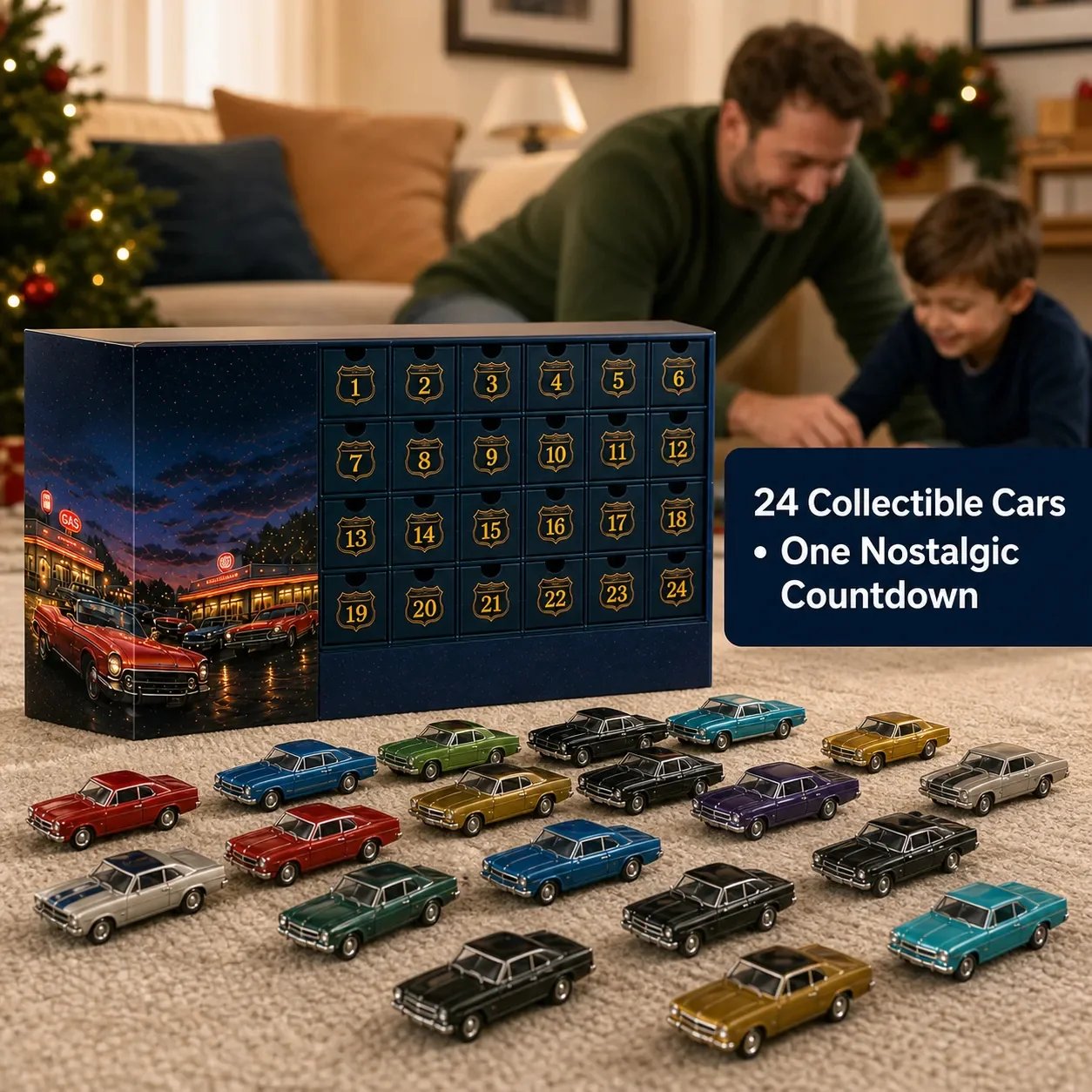 ⭐24 Days of Classic American Cars Advent Calendar – 24 Vintage Ride Collectibles