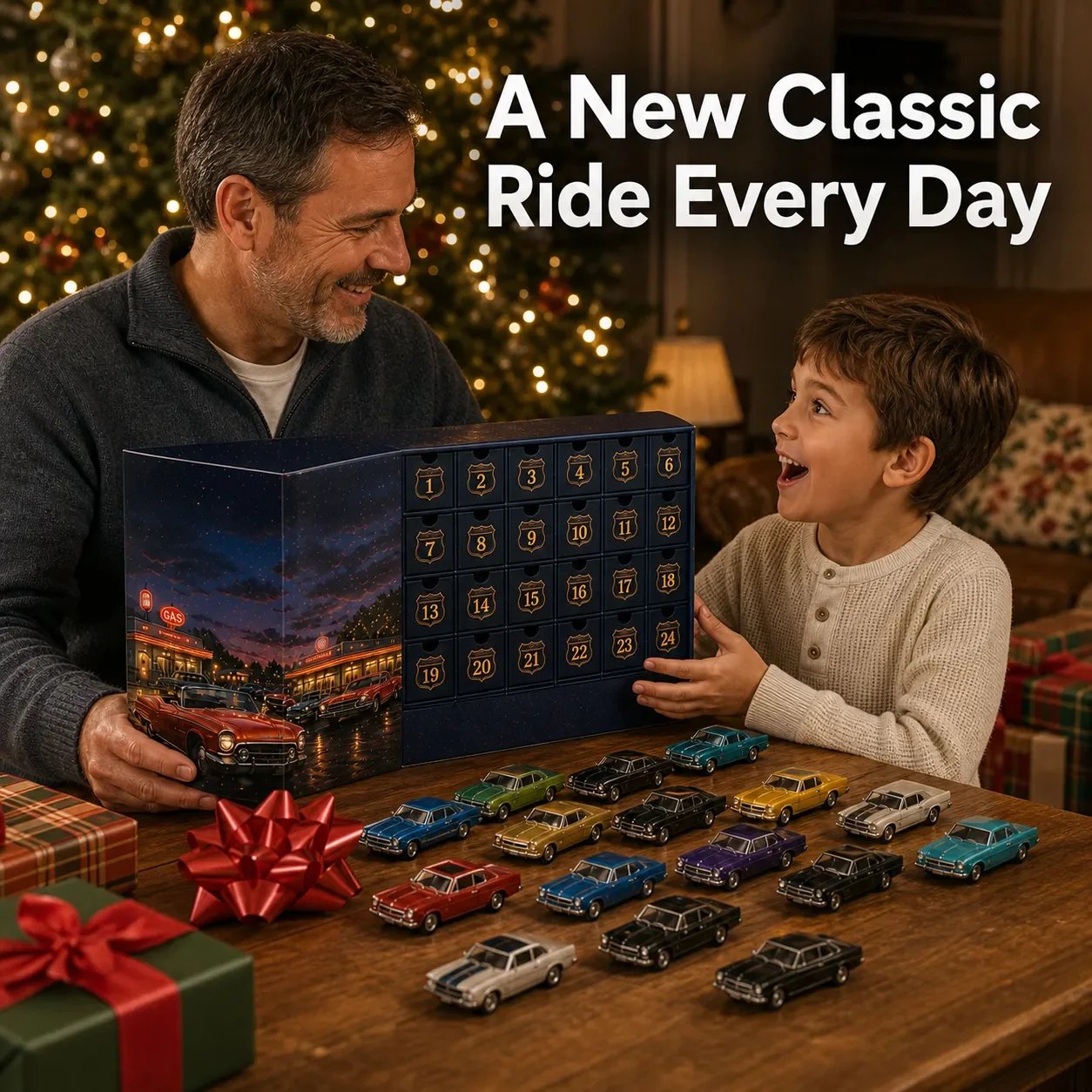 ⭐24 Days of Classic American Cars Advent Calendar – 24 Vintage Ride Collectibles