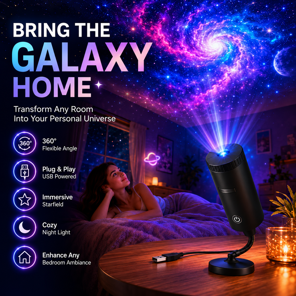 Galaxy Star Projector Night Light