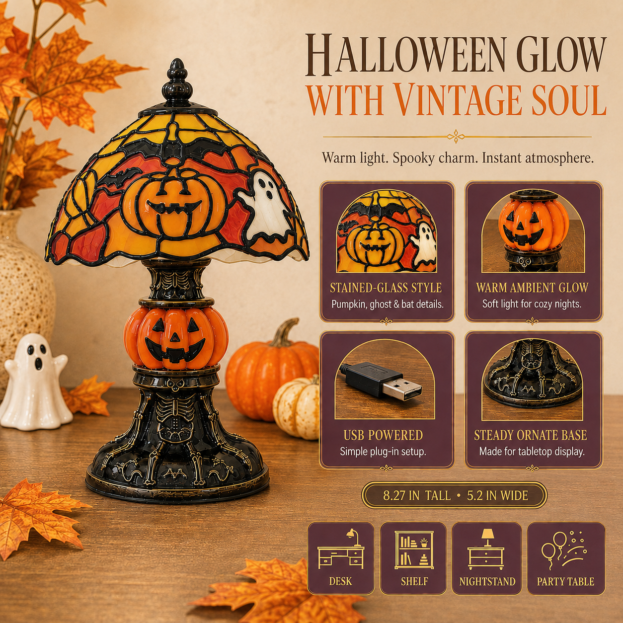 Two-tone Halloween table lamp